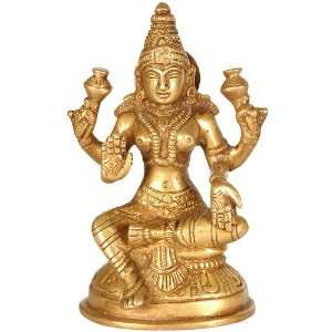  Four Armed Goddess Lakshmi   Brass Sculpture