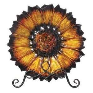  Flower Amber Glass Plate with Stand