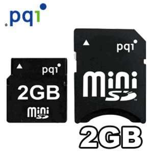  PQI 2GB Mini SD card with SD Card Adapter   Retail Package 