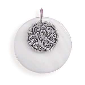  Round Oxidized Cut Out Design and Round Shell Pendant 