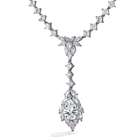 Bling Jewelry Plated Silver Diamond CZ Princess & Pear Drop Necklace