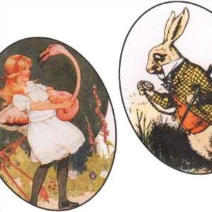  Collage Sheet Alice In Wonderland Theme 30x40mm Ovals (1 
