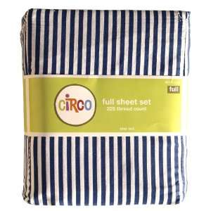  Circo Full White with Blue Stripes Sheet Set   225 Thread 