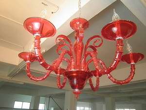 Murano Glass Style 6lts Red Pendant Lamp Chandelier (80)  