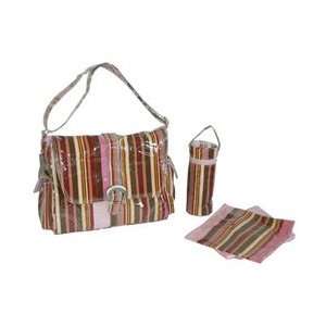  Laminated Buckle Bag   Multi Stripes Chocolate Pink Baby