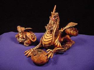 3pc Dragon Family 2 Eggs & the Mother Figurine, Statue  