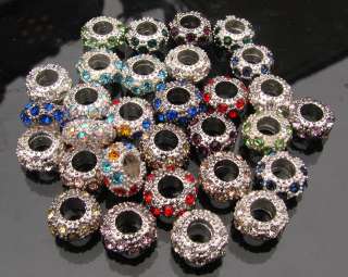 30PCS European Beads CRYSTAL SPACER BEADS FITS Charm Bracelet  