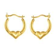 Satin Heart Center Earrings 10K Yellow Gold. 