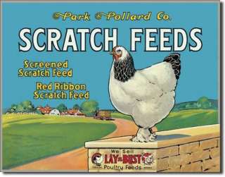 Chicken Scratch Feed Tin Sign Lay or Bust Poultry Hen  