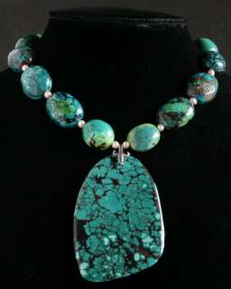 WOW STUNNING NATURAL TURQUOISE/925 SILVER NECKLACE  