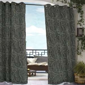   Black Belize Grommet Top Indoor Outdoor Curtain Panel 
