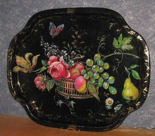   Elite Trays England Fruit Flowers Butterfly Metal Serving Tray  