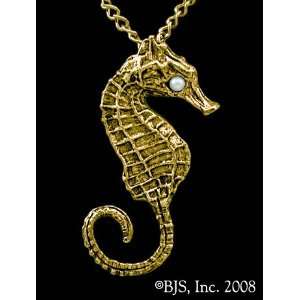 Seahorse Necklace, 14k Yellow Gold, 18 long gold filled cable chain 