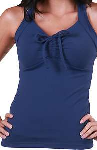   Angel Tied Bow Tank Top Activewear Fitness NWT Yoga Navy S M L  