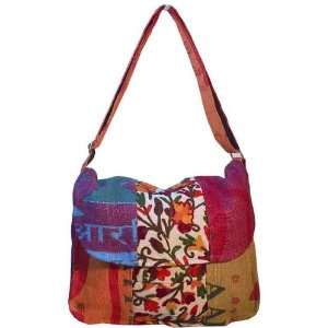  Eco Friendly Jute Messenger Bag with Floral Pattern 
