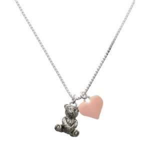  Teddy Bear and Pink Heart Charm Necklace Jewelry