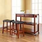 Crosley Solid Granite Top Kitchen Cart/Island in Classic Cherry with 