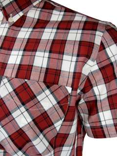 Mens Ben Sherman Shirt Short Sleeved Vintage Check Red  