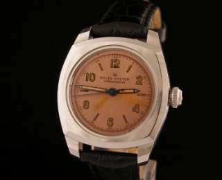 Rare Early Rolex Bubbleback Army Case Reference 3139 Rose Dial  