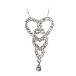  Rhodium Crystal Trinity Heart Pendant   Made in Ireland Jewelry