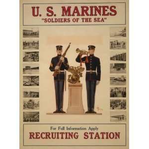 World War I Poster   U.S. Marines Soldiers of the sea   For full 