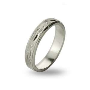  Sterling Silver Diamond and Bevel Cut Design 4mm Wedding 