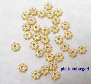 50 Vermeil Daisy Spacer Beads 22KT Gold Plate Beads 4MM  