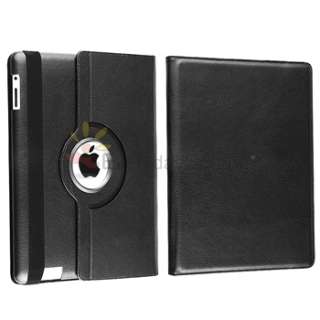   Black Rotating Magnetic Leather Case Hard Cover Swivel Stand  