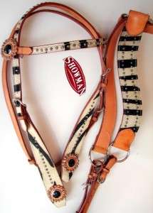   LEATHER WESTERN HEADSTALL Breastplate SHOW Zebra TACK SET BLING  