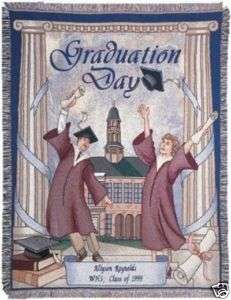 Graduation Tapestry Throw Blanket Large Size 50 X 70 100% Cotton 