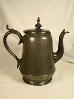 Antique Pewter Teapot w/ Hinged Lid 8h  