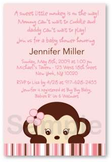 Mod Girl Monkey Baby Shower Invitation Print Your Own  