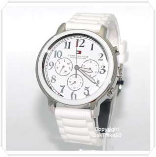 TOMMY HILFIGER WOMENS MULTI FUNCTION WHITE DIAL SILICONE WATCH 1780958 