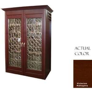   Two Door Wine Cellar   Glass Doors / Mahogany Cabinet Appliances