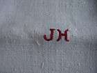 Danish Handwoven Linen Towel / Runner Red Stripe Monogram JH 45 