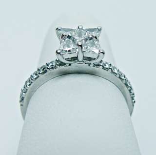 Unique Princess Trillion Diamond Engagement Ring 14K White Gold Estate 