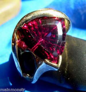 diamond trillion cut red rhodolite garnet designer ring