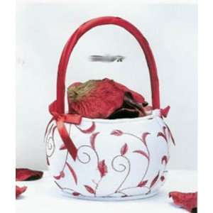 Red & White Stitched Flower Girl Basket Arts, Crafts 