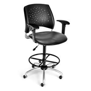  OFM Stars Swivel Drafting Chair with Arms and Charcoal 