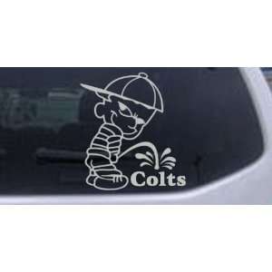 Pee On Colts Car Window Wall Laptop Decal Sticker    Silver 8in X 7 