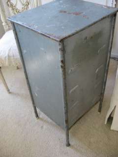   METAL NIGHT STAND END TABLE Old Paint Industrial Great Look  