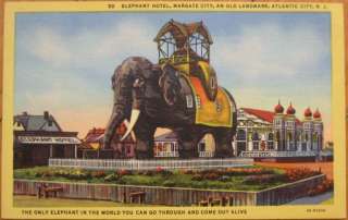 1940 Linen Postcard Elephant Hotel   Atlantic City, NJ  