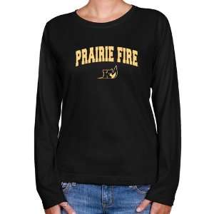 Knox College Prairie Fire Ladies Black Logo Arch Long Sleeve Classic 