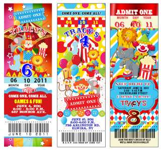 25 Circus Carnival Vintage TICKET Invitations THICK  
