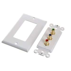  3 RCA Component Two Piece Inset Wall Plate (RGB)   Coupler 