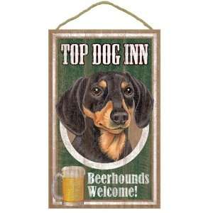  Dog Inn Dachshund (Black/Tan) Beerhounds Welcome Sign Plaque for Bar 