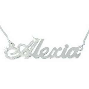    First Letter Sparkling Sterling Silver Name Necklace Jewelry