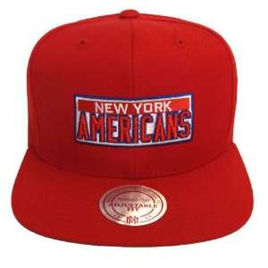 New York Americans Mitchell & Ness Throwback Snapback Cap Hat All Red 