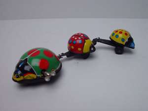 Vintage TPS Japan Midget Lady Bug Wind up Tin Toy  