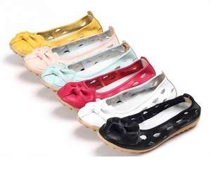 Slip On Leather Womens Ladies Comfort Ballet Flats Boat Shoes Hollowed 